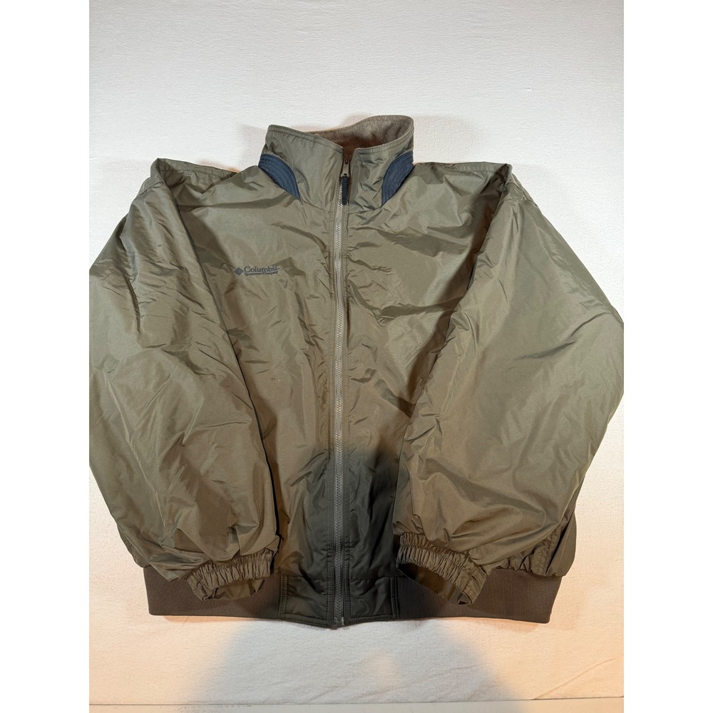 Columbia Sportswear Mens XXL Vintage Olive Green Fleece Lined Bomber Jacket